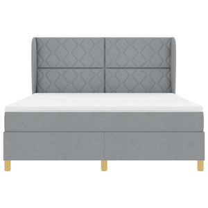 Κρεβάτι με ελατήρια Ανοιχτό γκρι 200 x 180 cm ύφασμα - Pakobazaar