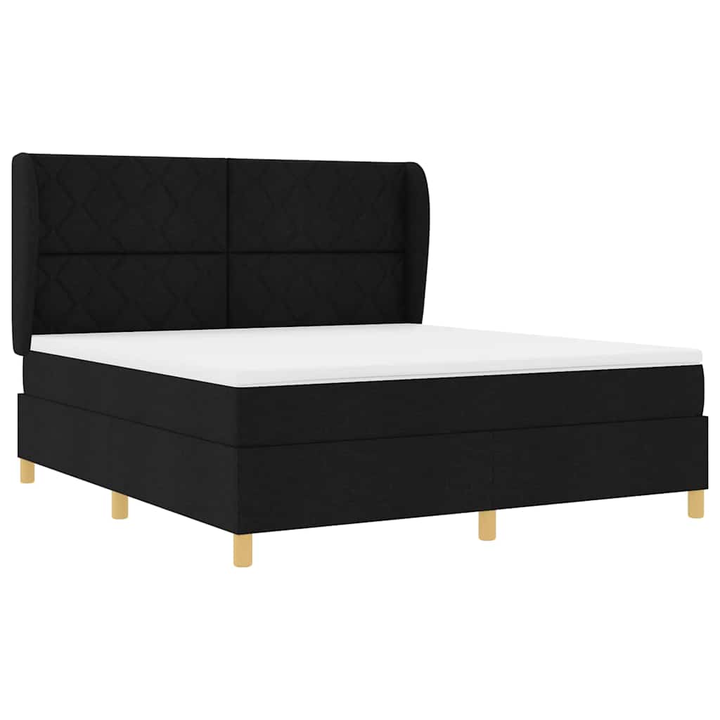 Κρεβάτι με ελατήρια με κεφαλάρι Μαύρο 200 x 180 cm ύφασμα - Pakobazaar