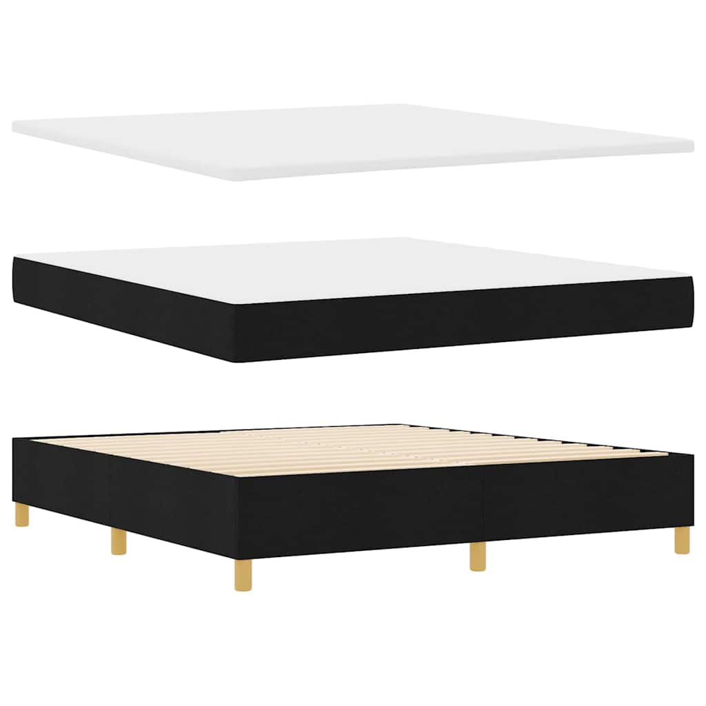 Κρεβάτι με ελατήρια με κεφαλάρι Μαύρο 200 x 180 cm ύφασμα - Pakobazaar