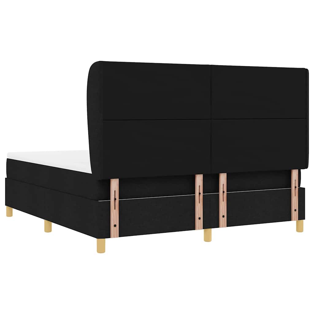 Κρεβάτι με ελατήρια με κεφαλάρι Μαύρο 200 x 180 cm ύφασμα - Pakobazaar