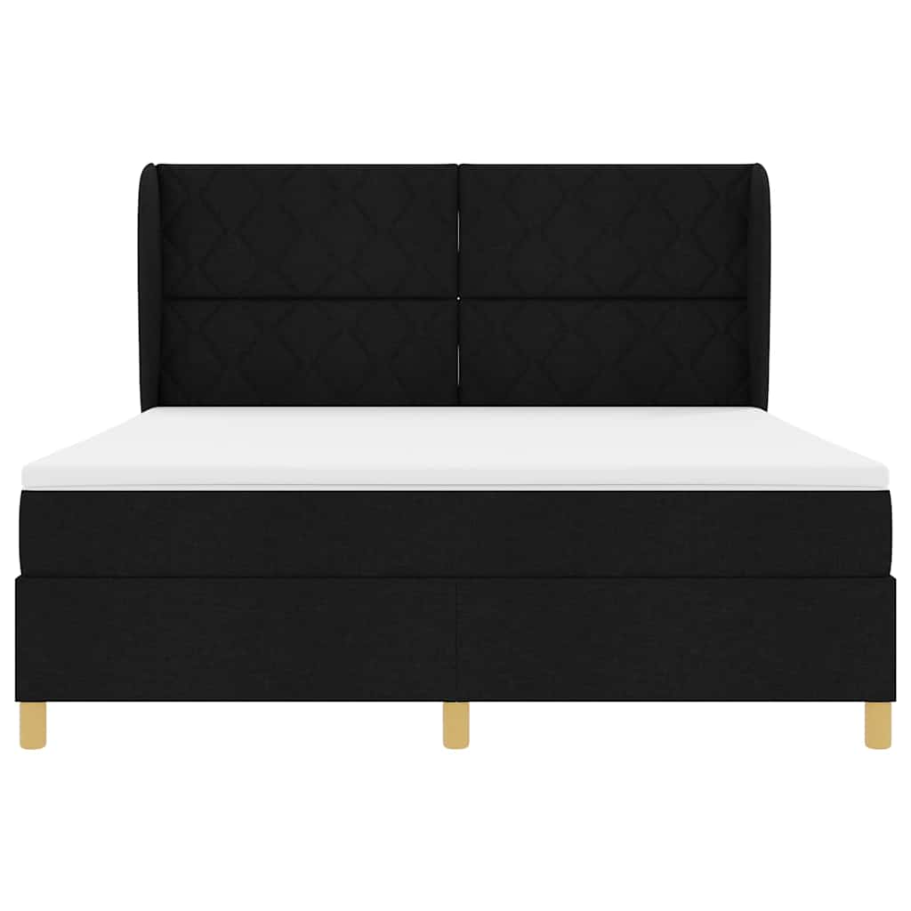 Κρεβάτι με ελατήρια με κεφαλάρι Μαύρο 200 x 180 cm ύφασμα - Pakobazaar