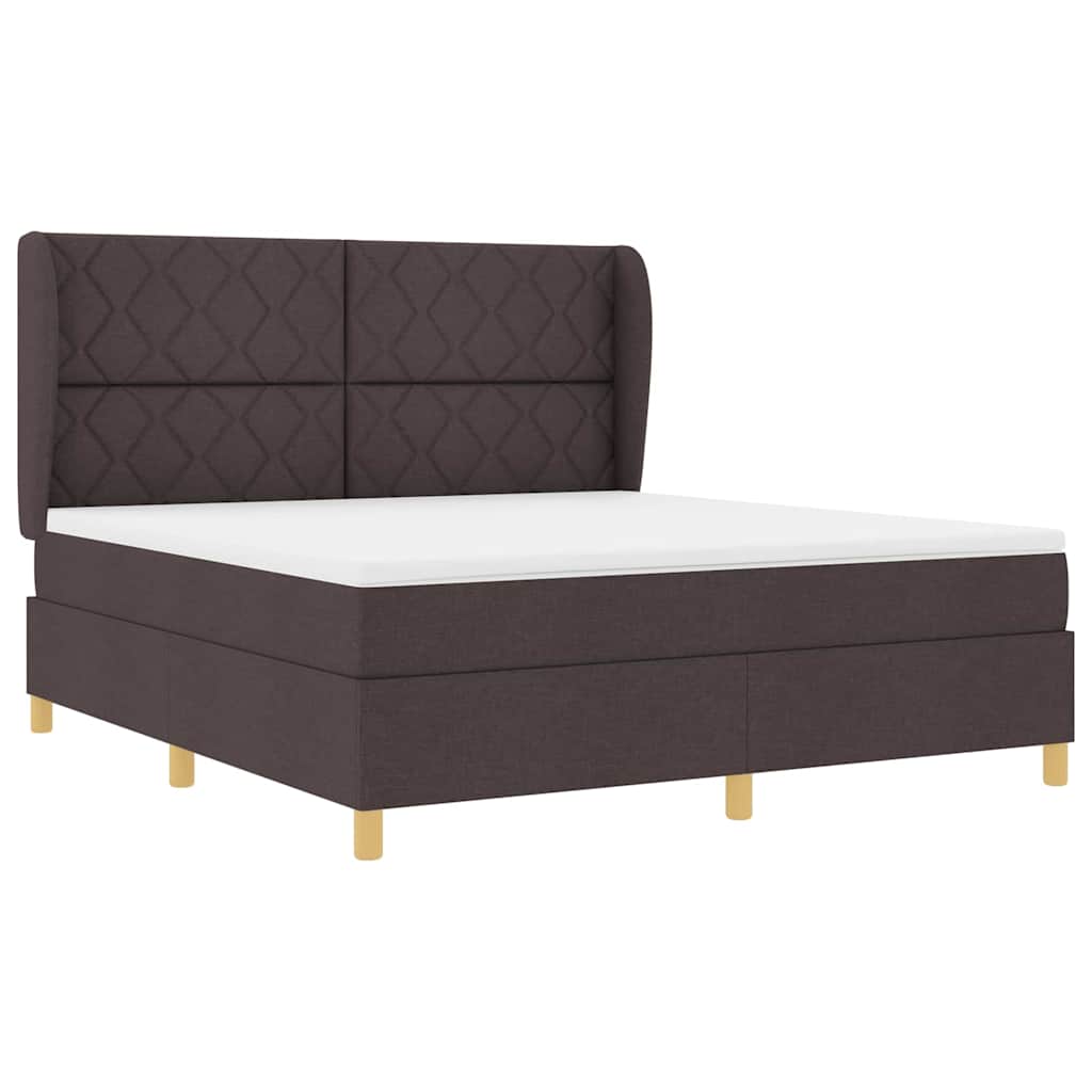 Κρεβάτι με ελατήρια με κεφαλάρι Σκούρο Καφέ 200 x 180 cm ύφασμα - Pakobazaar