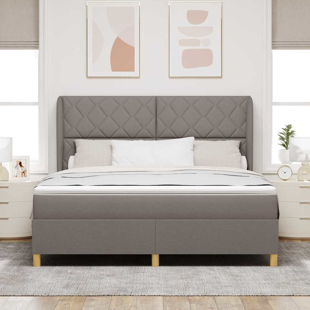 Κρεβάτι με ελατήρια με κεφαλάρι Taupe 200 x 180 cm ύφασμα - Pakobazaar