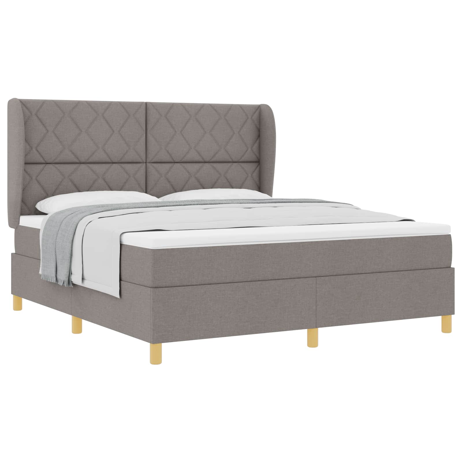 Κρεβάτι με ελατήρια με κεφαλάρι Taupe 200 x 180 cm ύφασμα - Pakobazaar