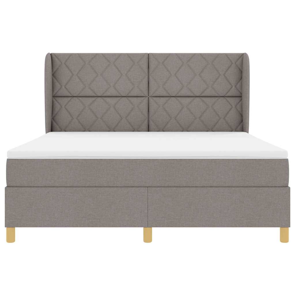 Κρεβάτι με ελατήρια με κεφαλάρι Taupe 200 x 180 cm ύφασμα - Pakobazaar