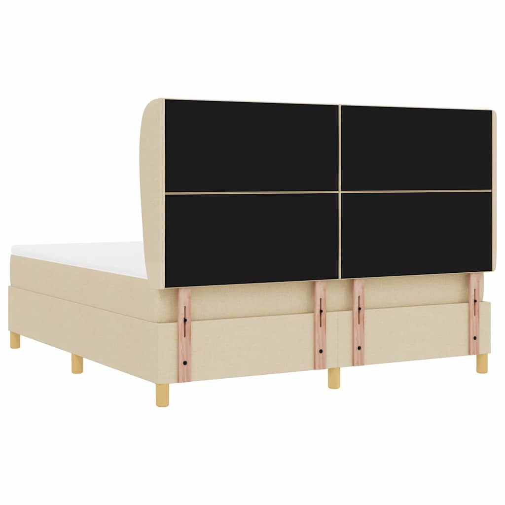 Κρεβάτι με ελατήρια με κεφαλάρι Κρεμ 200 x 180 cm ύφασμα - Pakobazaar