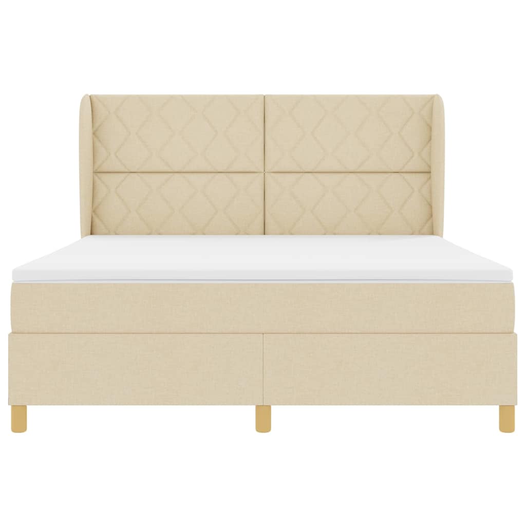 Κρεβάτι με ελατήρια με κεφαλάρι Κρεμ 200 x 180 cm ύφασμα - Pakobazaar