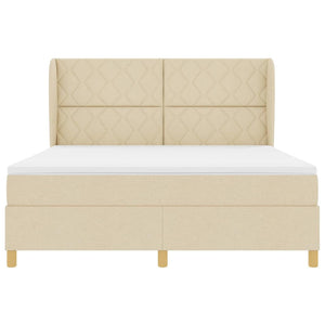 Κρεβάτι με ελατήρια με κεφαλάρι Κρεμ 200 x 180 cm ύφασμα - Pakobazaar