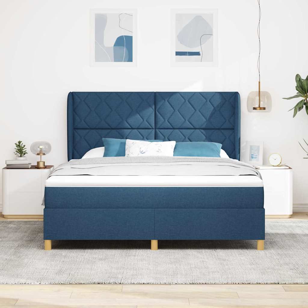 Κρεβάτι με ελατήρια με μαξιλάρι Μπλε 200 x 180 cm ύφασμα - Pakobazaar