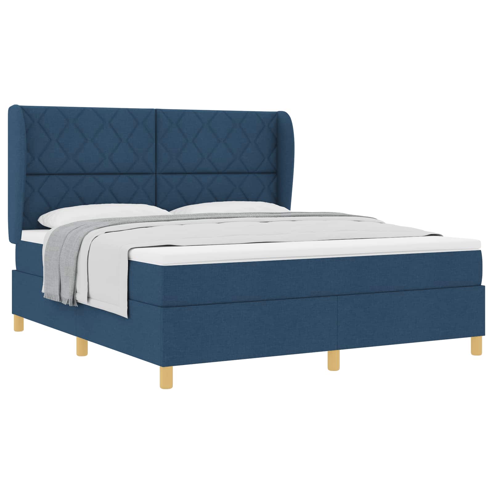 Κρεβάτι με ελατήρια με μαξιλάρι Μπλε 200 x 180 cm ύφασμα - Pakobazaar