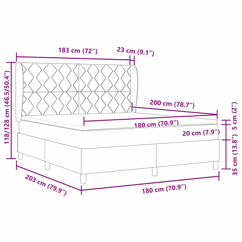 Κρεβάτι με ελατήρια με μαξιλάρι Μπλε 200 x 180 cm ύφασμα - Pakobazaar