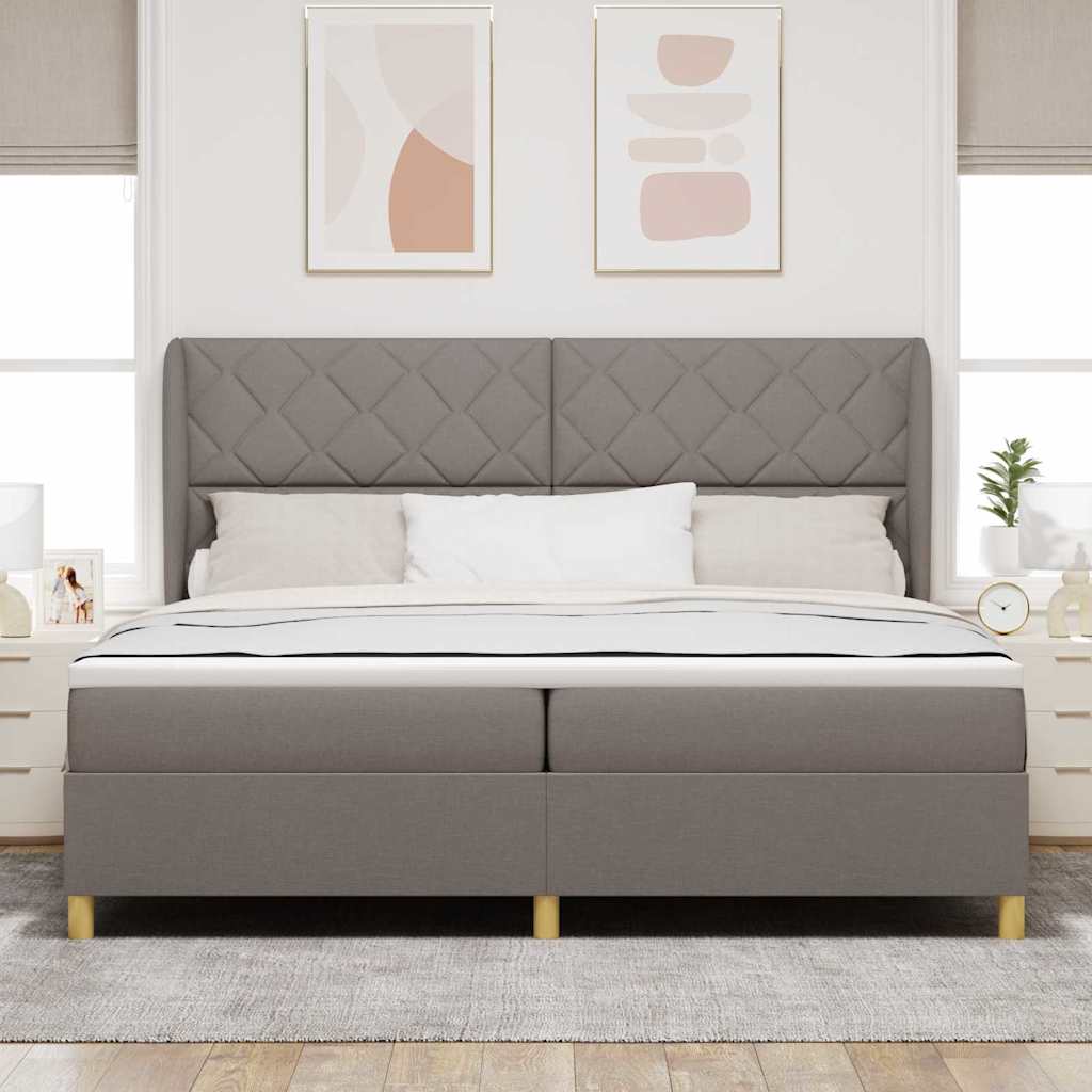Κρεβάτι με ελατήρια με κεφαλάρι Taupe 200 x 200 cm ύφασμα