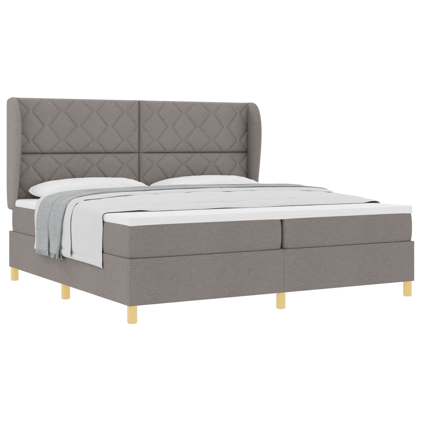Κρεβάτι με ελατήρια με κεφαλάρι Taupe 200 x 200 cm ύφασμα