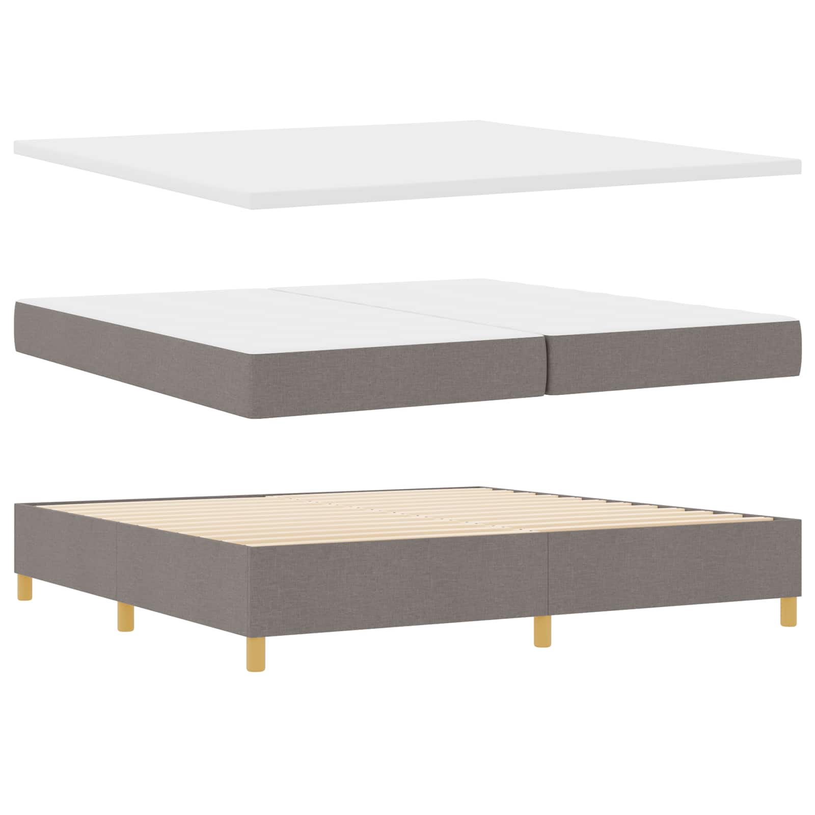 Κρεβάτι με ελατήρια με κεφαλάρι Taupe 200 x 200 cm ύφασμα
