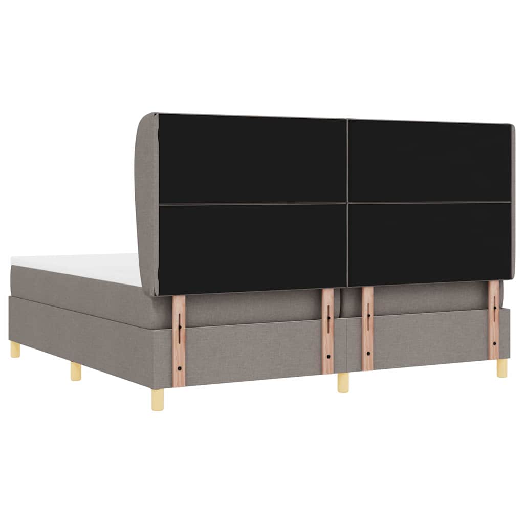 Κρεβάτι με ελατήρια με κεφαλάρι Taupe 200 x 200 cm ύφασμα
