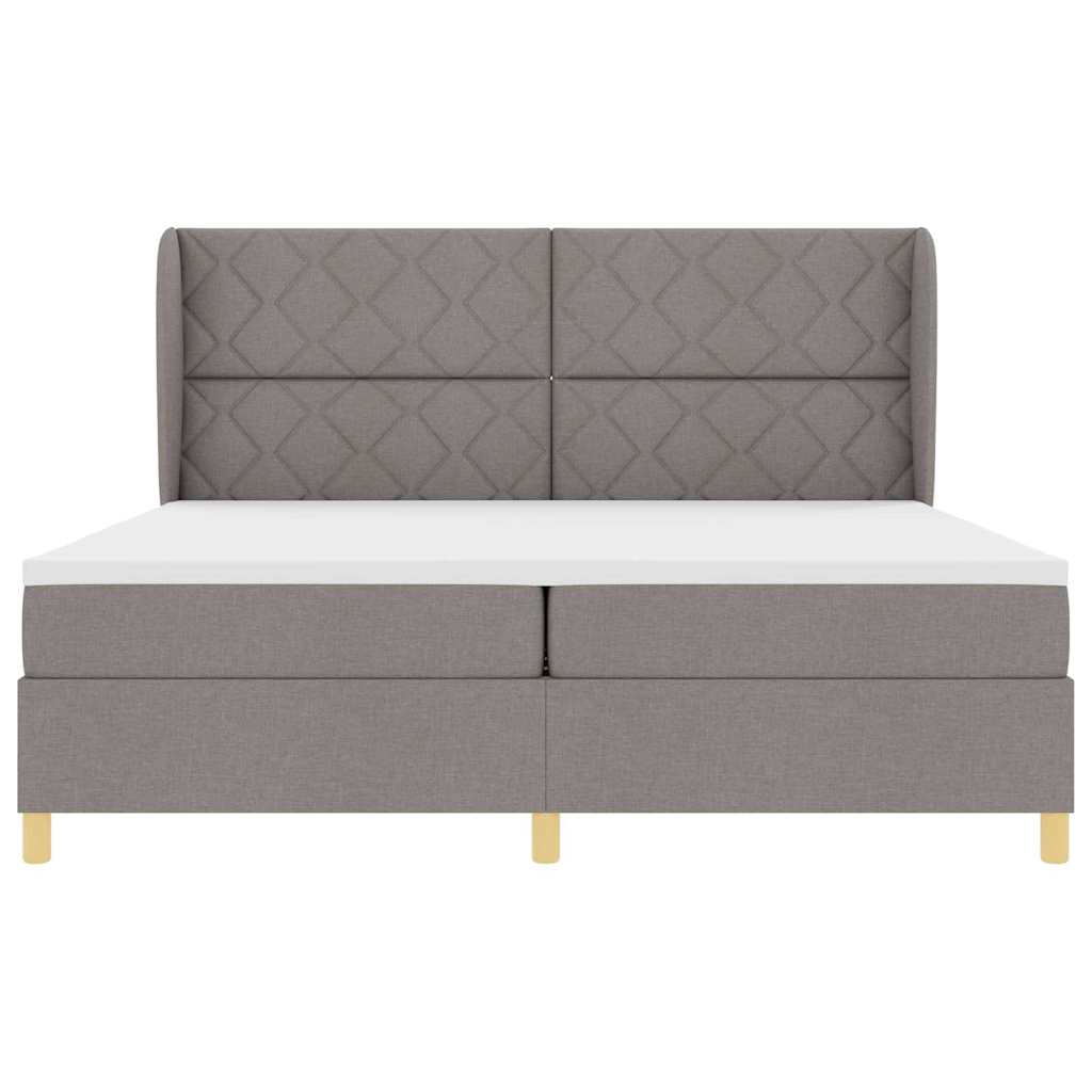 Κρεβάτι με ελατήρια με κεφαλάρι Taupe 200 x 200 cm ύφασμα