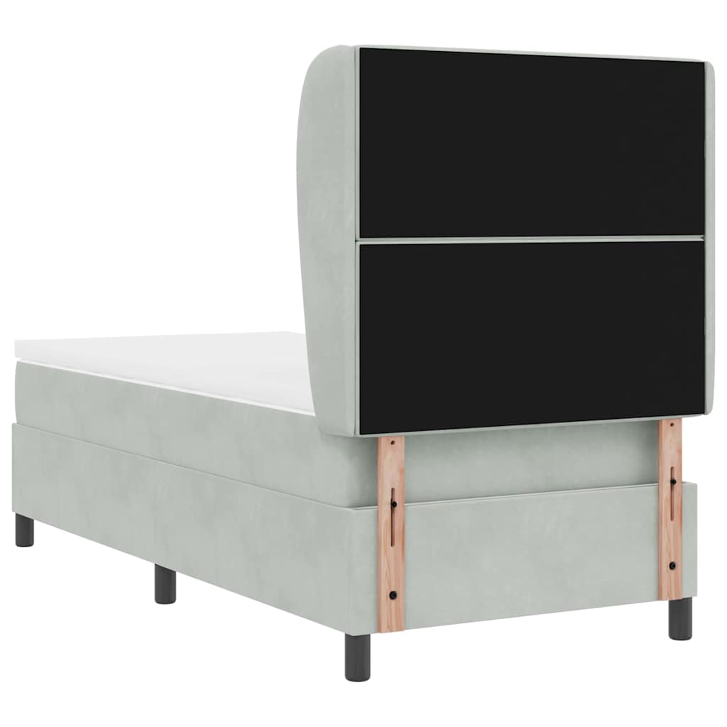 Κρεβάτι με ελατήρια με στρώμα Ανοιχτό γκρι 190 x 90 cm Βελούδο - Pakobazaar