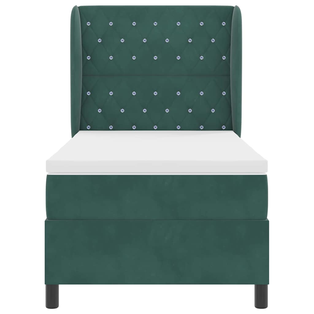 Κρεβάτι με ελατήρια Σκούρο Πράσινο 190 x 90 cm Βελούδο - Pakobazaar