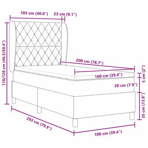 Κρεβάτι με ελατήρια Ανοιχτό γκρι 200 x 100 cm Βελούδο