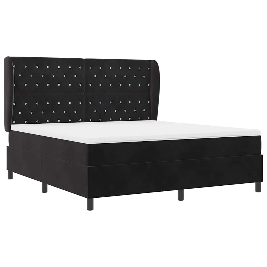 Κρεβάτι με ελατήρια με στρώμα Μαύρο 200 x 180 cm Βελούδο - Pakobazaar