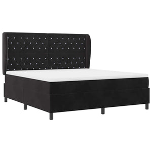 Κρεβάτι με ελατήρια με στρώμα Μαύρο 200 x 180 cm Βελούδο - Pakobazaar