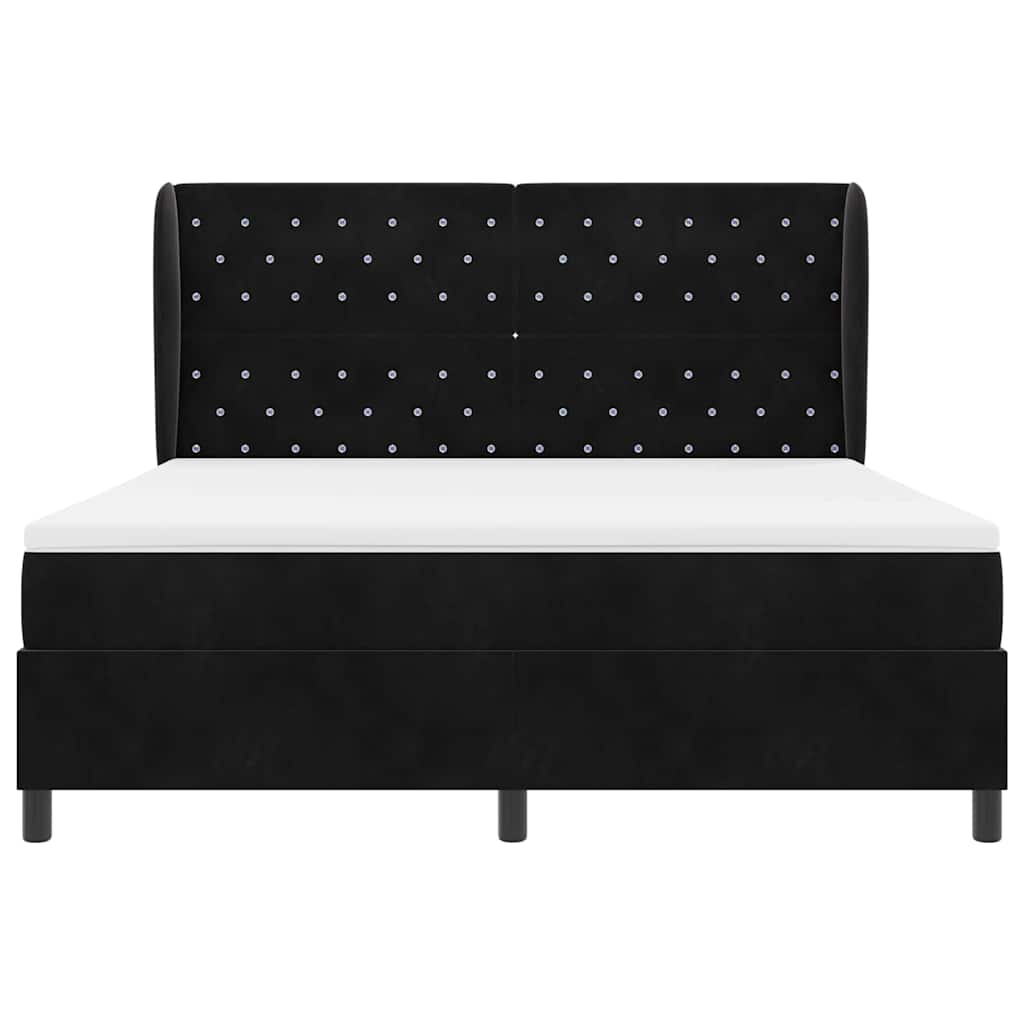 Κρεβάτι με ελατήρια με στρώμα Μαύρο 200 x 180 cm Βελούδο - Pakobazaar
