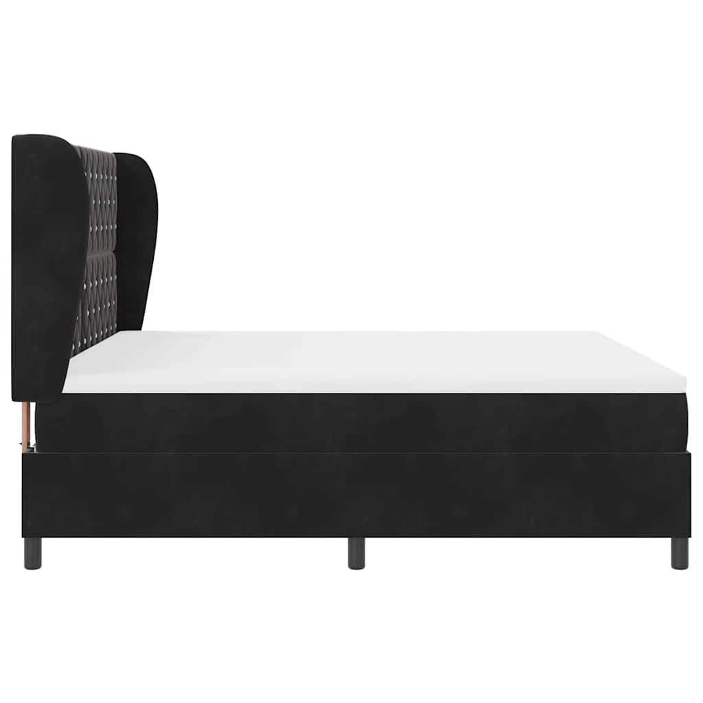 Κρεβάτι με ελατήρια με στρώμα Μαύρο 200 x 180 cm Βελούδο - Pakobazaar