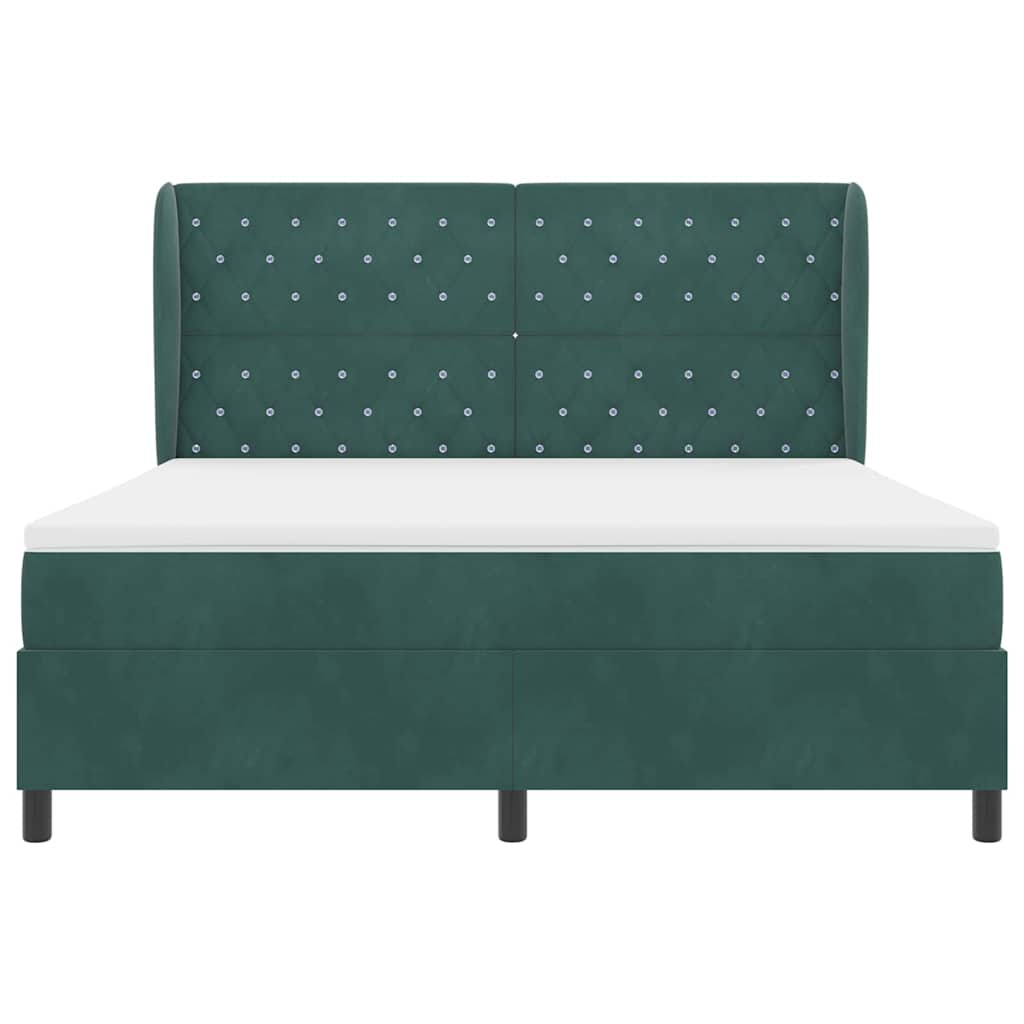 Κρεβάτι με ελατήρια Σκούρο Πράσινο 200 x 180 cm Βελούδο - Pakobazaar