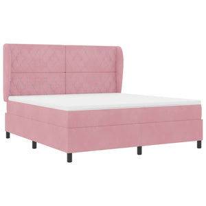 Κρεβάτι με ελατήρια με κεφαλάρι Ροζ 200 x 180 cm Βελούδο - Pakobazaar