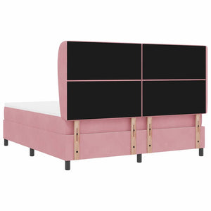 Κρεβάτι με ελατήρια με κεφαλάρι Ροζ 200 x 180 cm Βελούδο - Pakobazaar