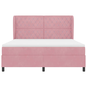 Κρεβάτι με ελατήρια με κεφαλάρι Ροζ 200 x 180 cm Βελούδο - Pakobazaar