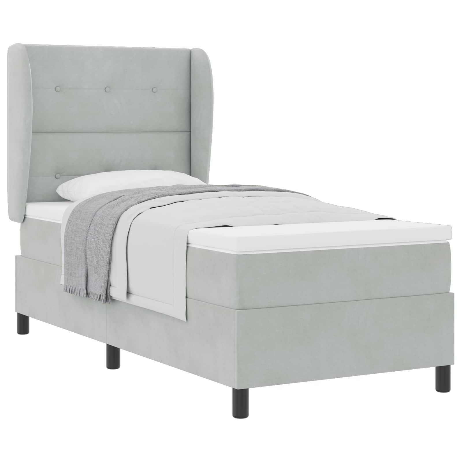 Κρεβάτι με ελατήρια Ανοιχτό γκρι 200 x 90 εκ. Πολυεστέρας - Pakobazaar