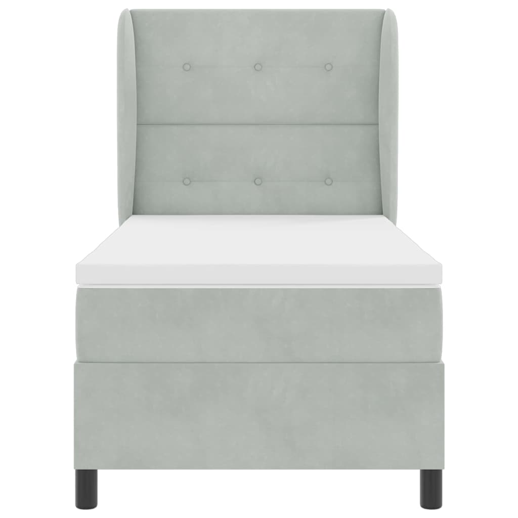 Κρεβάτι με ελατήρια Ανοιχτό γκρι 200 x 90 εκ. Πολυεστέρας - Pakobazaar