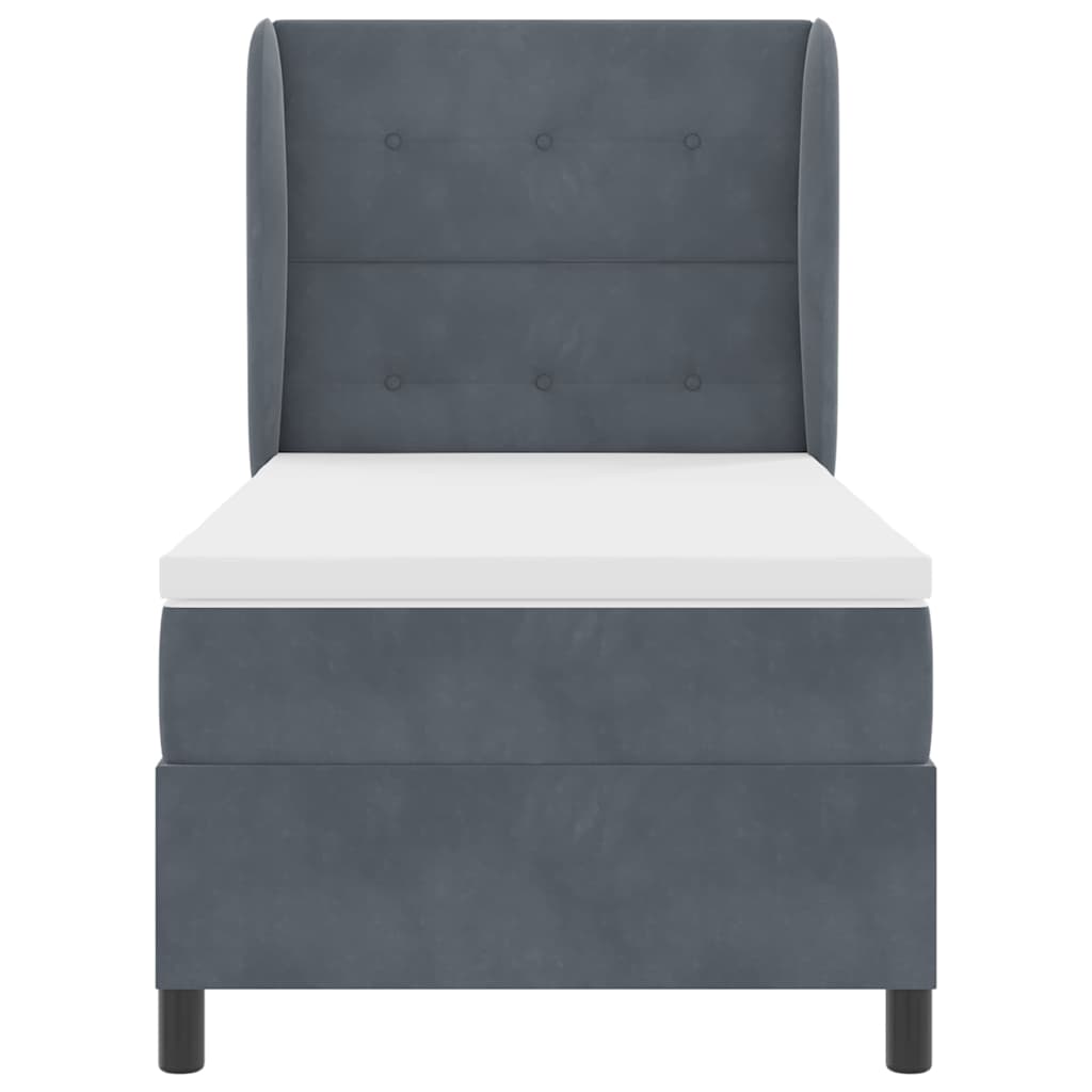 Κρεβάτι με ελατήρια Σκούρο Γκρι 200 x 90 εκ. Πολυεστέρας - Pakobazaar