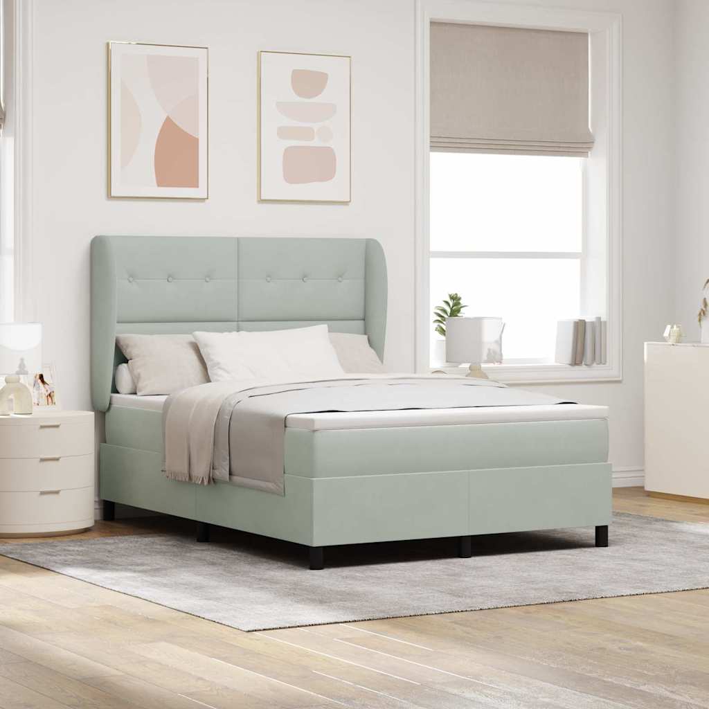 Κρεβάτι με ελατήρια Ανοιχτό γκρι 200 x 140 cm Πολυεστέρας - Pakobazaar