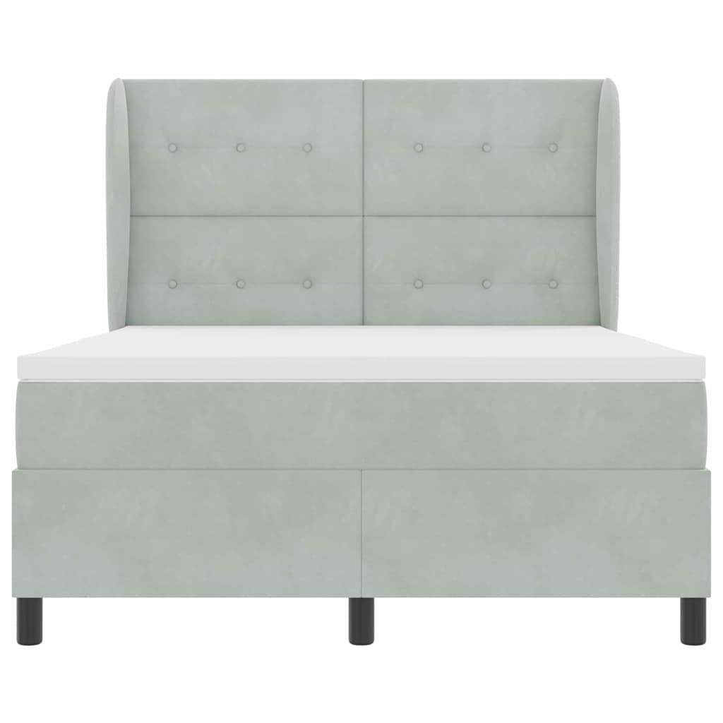 Κρεβάτι με ελατήρια Ανοιχτό γκρι 200 x 140 cm Πολυεστέρας - Pakobazaar