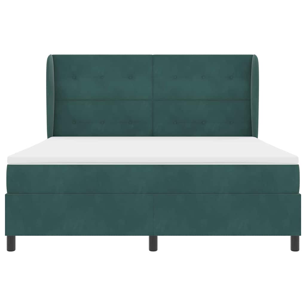 Κρεβάτι με ελατήρια Σκούρο Πράσινο 200 x 180 cm Βελούδο - Pakobazaar