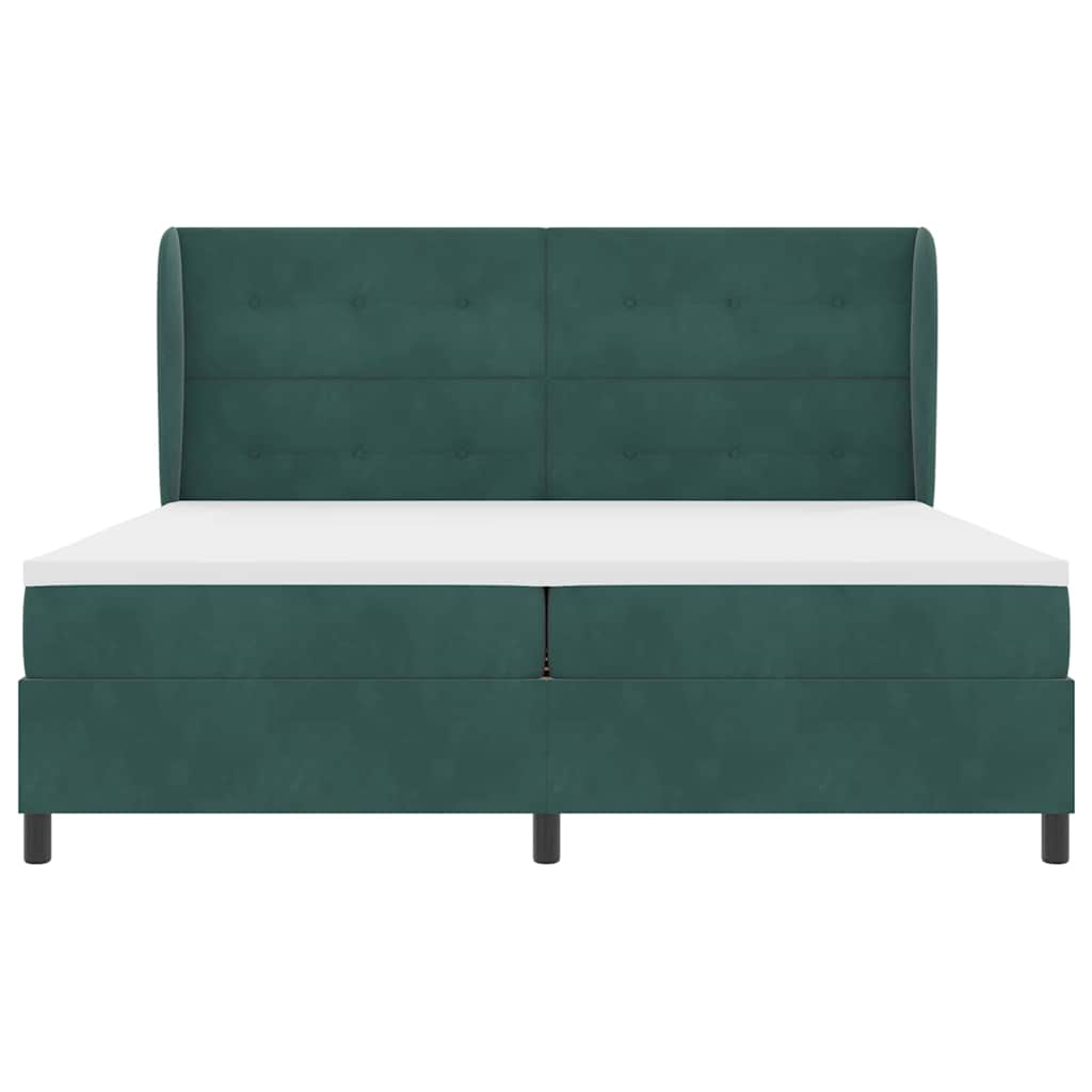 Κρεβάτι με ελατήρια Σκούρο Πράσινο 200 x 200 cm Πολυεστέρας - Pakobazaar