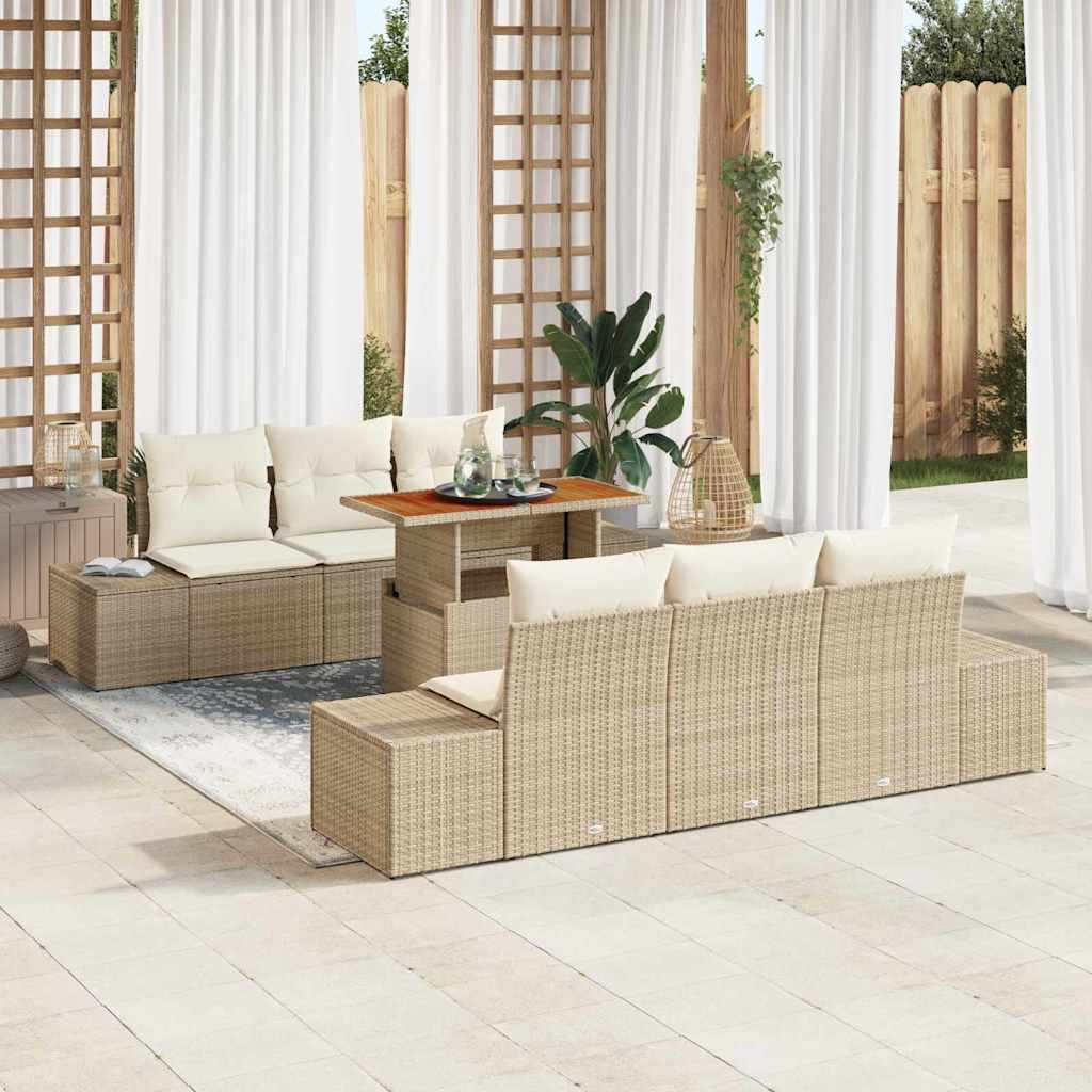 Σετ Καναπέ Κήπου 7 τμχ. Μπεζ και Κρέμα