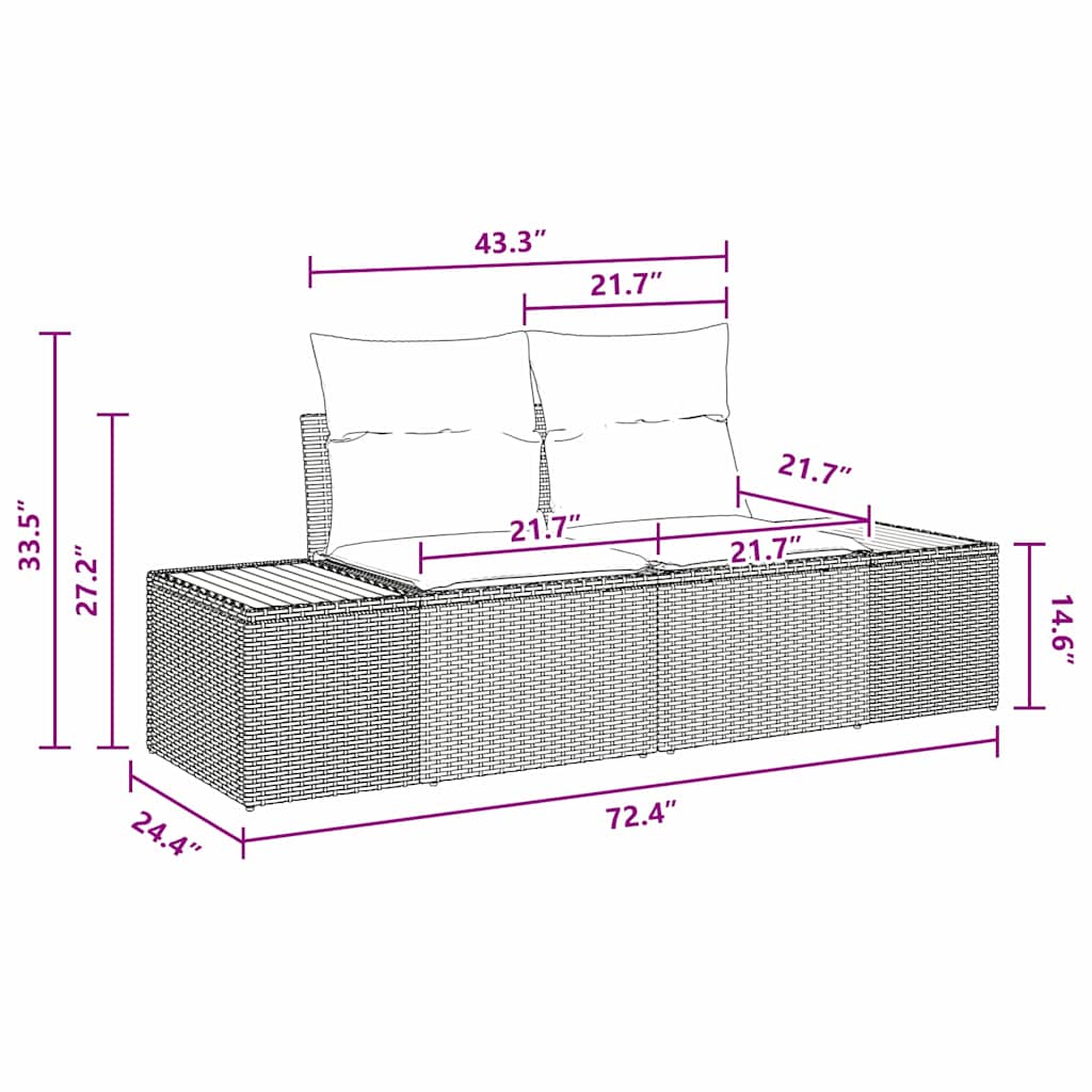 Σέτ φαγητού για κήπο με μαξιλάρι 5 pcs Μαύρο και Μπεζ
