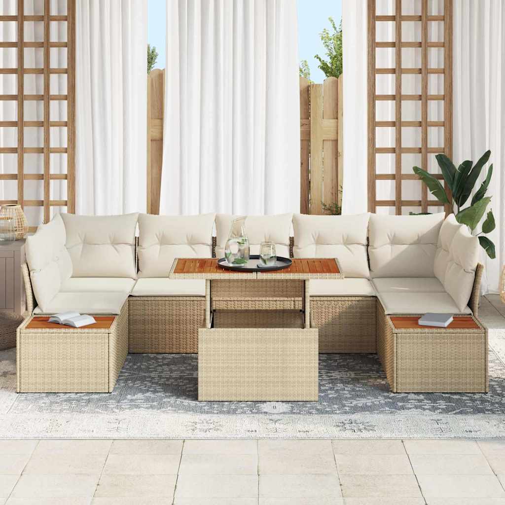 Σέτ φαγητού για κήπο με μαξιλάρι 8 pcs Μπεζ και Κρέμα