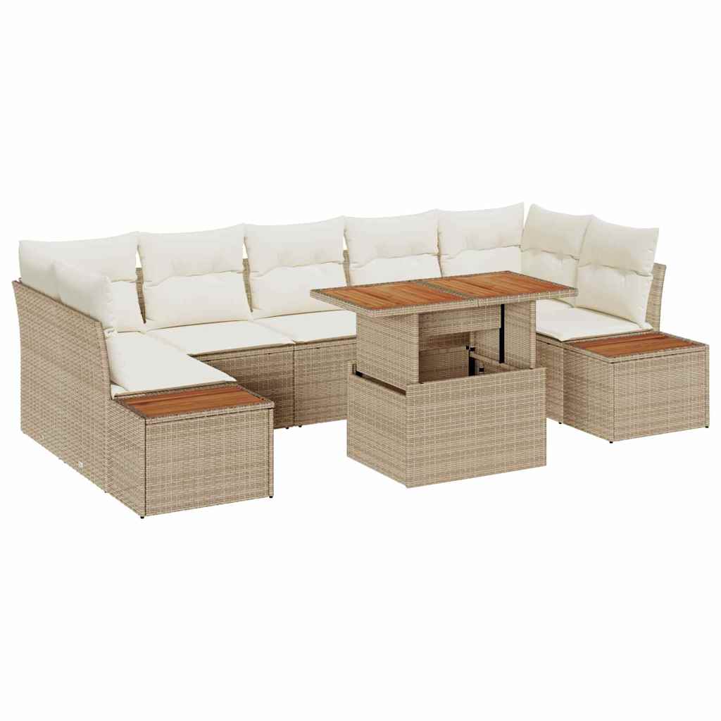 Σέτ φαγητού για κήπο με μαξιλάρι 8 pcs Μπεζ και Κρέμα