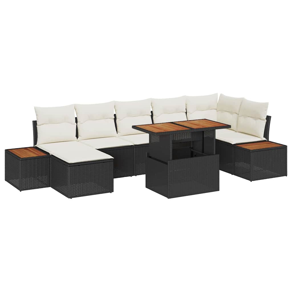Σετ Καναπέ Κήπου 8 pcs Μαύρο και Μπεζ