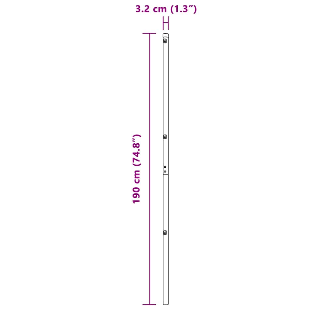 Στύλος Περιφράξεων 52 pcs Γκρι 3,2 x 3,2 x 190 εκ