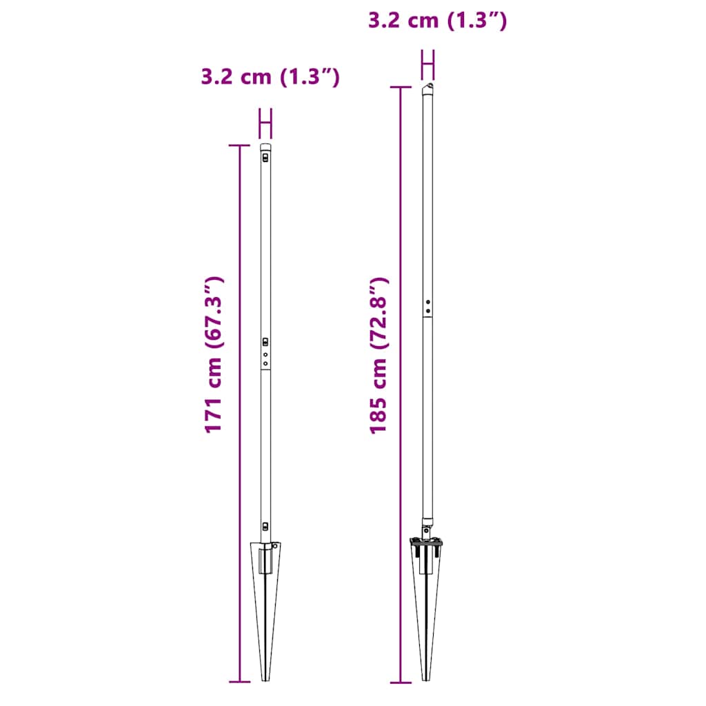 Στύλος Περιφράξεων 26 pcs Γκρι 3,2 x 3,2 x 140 εκ