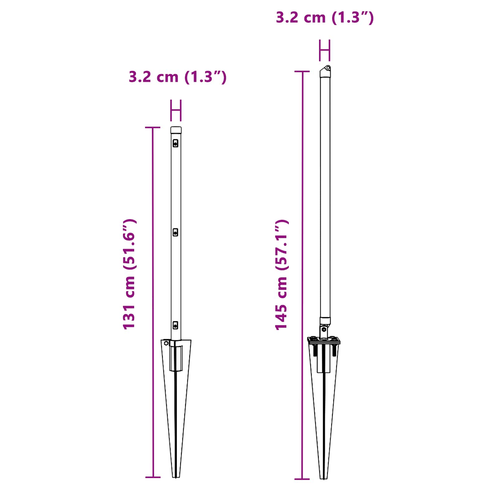 Στύλος Περιφράξεων 26 pcs Γκρι 3,2 x 3,2 x 145 εκ