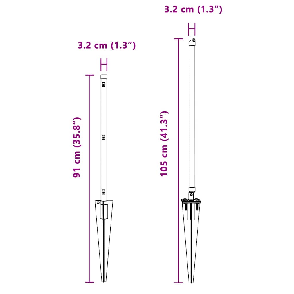 Στύλος Περιφράξεων 26 pcs Γκρι 3,2 x 3,2 x 105 εκ