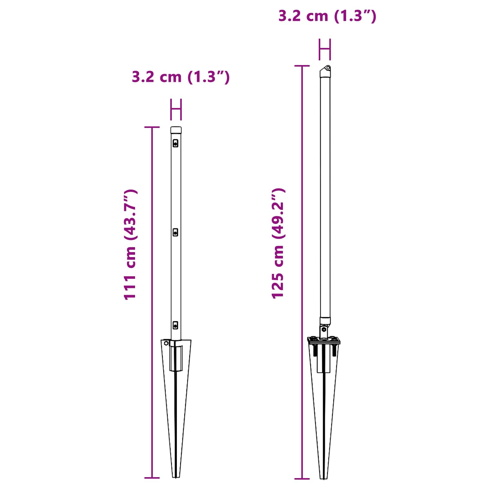 Στύλος Περιφράξεων 26 pcs Γκρι 3,2 x 3,2 x 125 εκ