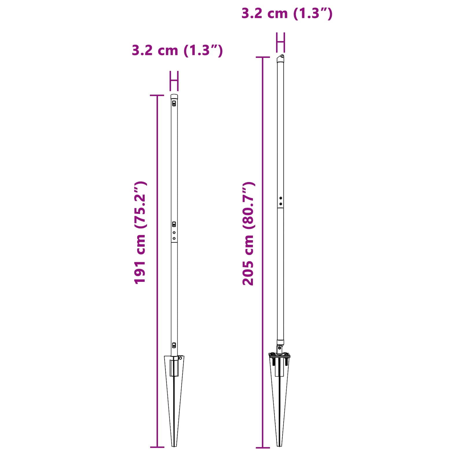 Στύλος Περιφράξεων 26 pcs Γκρι 3,2 x 3,2 x 205 εκ