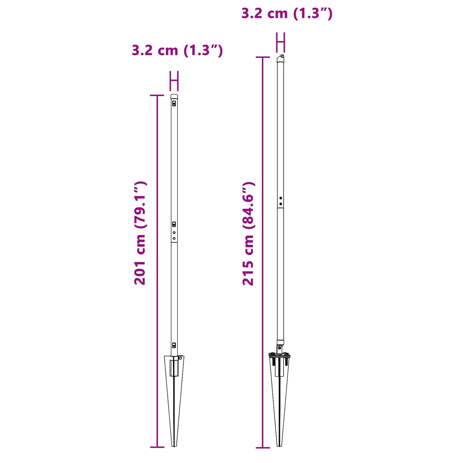 Στύλος Περιφράξεων 26 pcs Γκρι 3,2 x 3,2 x 215 εκ